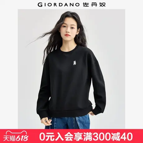 佐丹奴卫衣女双面布上衣小动物刺绣减龄宽松圆领套头衫女05324842商品大图