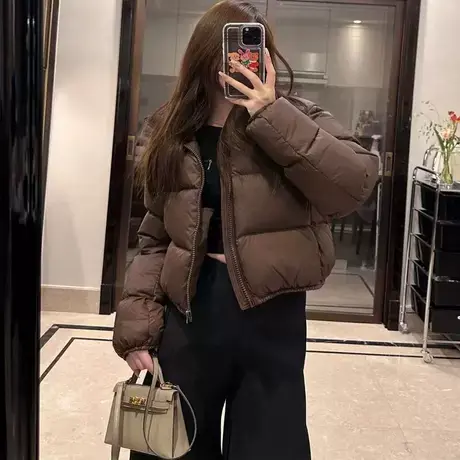 LYP真维斯女外套小个子棉袄冬季立领宽松纯色厚款肯豆风保暖棉服商品大图