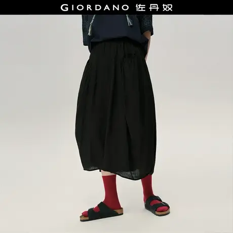 设计师款佐丹奴裙裤女夏季新款肌理感松紧腰阔腿七分裤女18425208商品大图