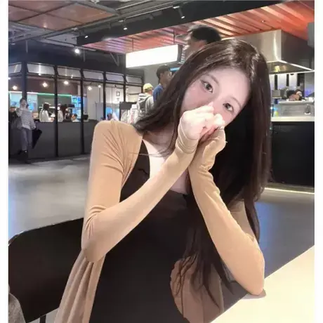 现货~东大门简约时尚长款开衫百搭气质防晒罩衫图片