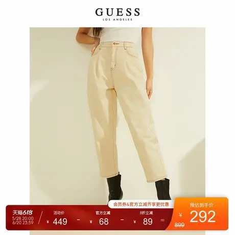 GUESS简约通勤潮流宽松休闲牛仔长裤女裤-Q1FN07W55R9商品大图