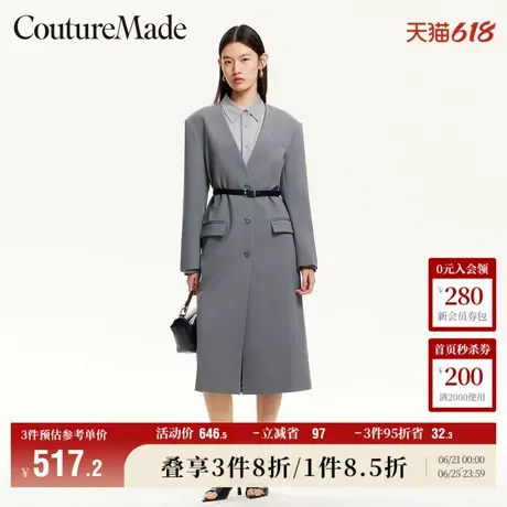 Vero Moda外套女2025夏季新商场同款V领单排扣长风衣325121001商品大图