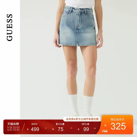 GUESS25年新款春季女士裙裤一体经典百搭牛仔半身裙-Q5PD73D51V0商品大图