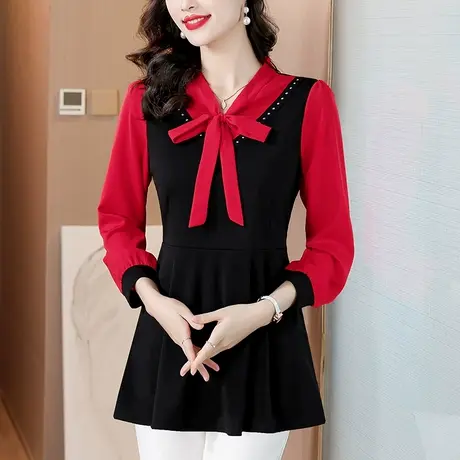 今年流行新款系带蝴蝶结领雪纺衬衫女2025春季漂亮气质减龄女上衣商品大图