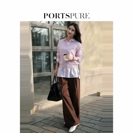 【博主同款】宝姿PORTSPURE女装2025夏季新品美拉德雅丹风阔腿裤商品大图