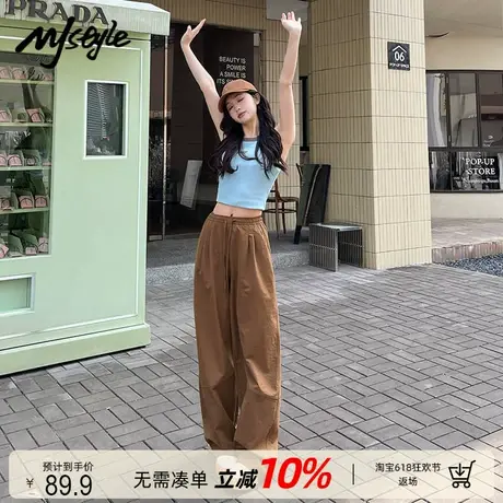 MJ STYLE工装裤女夏季薄款2025新款休闲宽松运动速干弯刀阔腿裤子商品大图