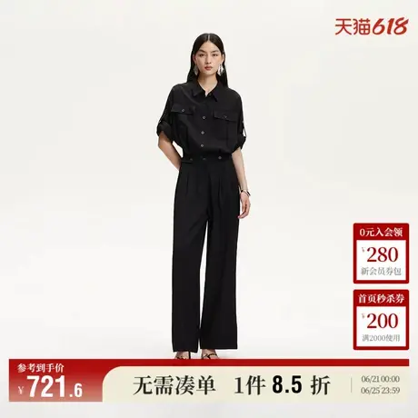 6.6上新Vero Moda连体裤女2025夏季新款翻领工装裤型高腰休闲裤商品大图