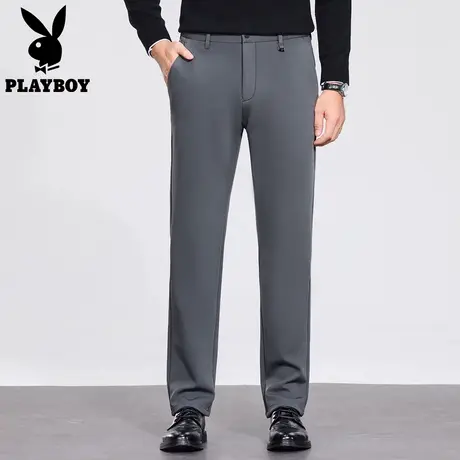 【细腻顺滑】花花公子男士休闲裤灰色西裤男款直筒西裤长裤加厚图片