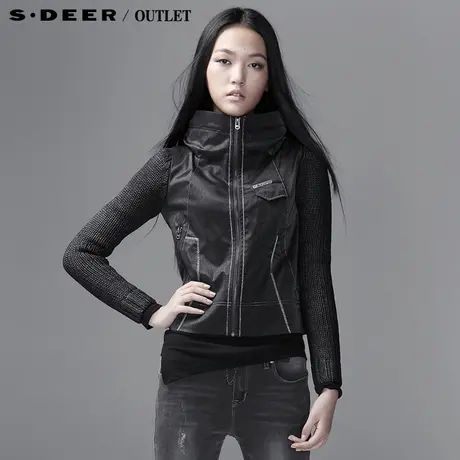 【多件多折】sdeer圣迪奥专柜正品女装冷硬黑立领连帽外套3382288图片