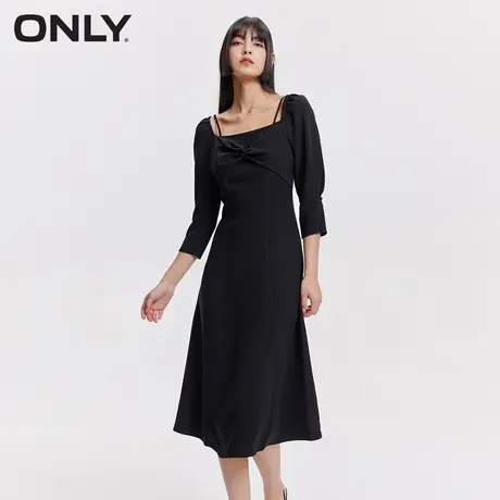 ONLY奥莱夏季通勤风气质百搭A字裙摆纯色连衣裙女图片