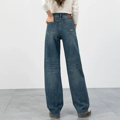 香蕉裤镰刀裤高腰阔腿牛仔裤女2025新款郑州女裤弯刀裤窄版直筒裤图片