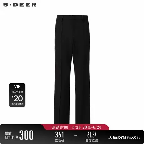 【商场同款】sdeer圣迪奥复古高腰插袋拼接直筒长裤S24280822图片