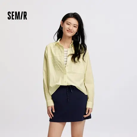 [商场同款]森马长袖衬衫女条纹背心oversize衬衣2025新款秋两件套图片