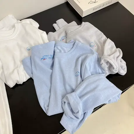 轻薄亚麻雪花棉刺绣防晒衣T恤圆领长袖慵懒宽松休闲上衣空调罩衫图片