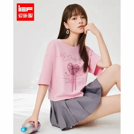 IEF/爱依服短袖2025春夏新款甜美女孩子时尚减龄百搭设计感短T恤图片