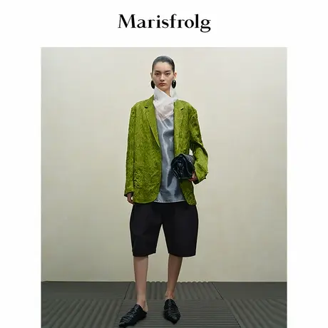 【进口工坊】Marisfrolg玛丝菲尔2025秋新款松烟青休闲直身西装商品大图