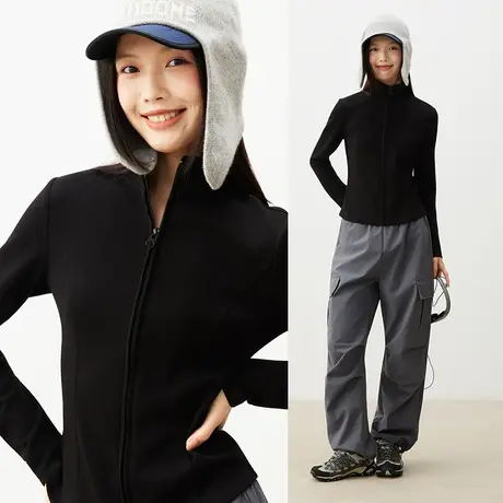 回力卫衣外套女春秋2025新款小个子设计感立领修身短款开衫上衣Z4商品大图