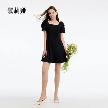 歌莉娅夏肩部蝴蝶结装饰连衣裙1A5R4H9M0商品大图