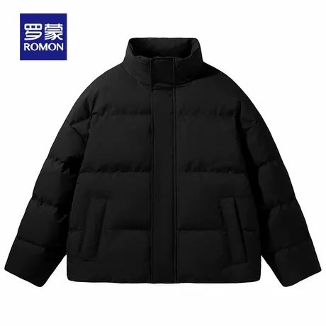 罗蒙男士休闲短款立领棉服2025秋冬新款简约百搭宽松舒适保暖棉衣图片