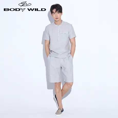 BODY WILD宝迪威德轻致亚麻男士薄款家居服圆领短袖T恤ZBN41NC2图片