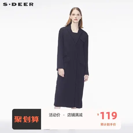 sdeer圣迪奥女装简约大气独特褶皱肌理帅气戗驳领外套S18361861🛎商品大图