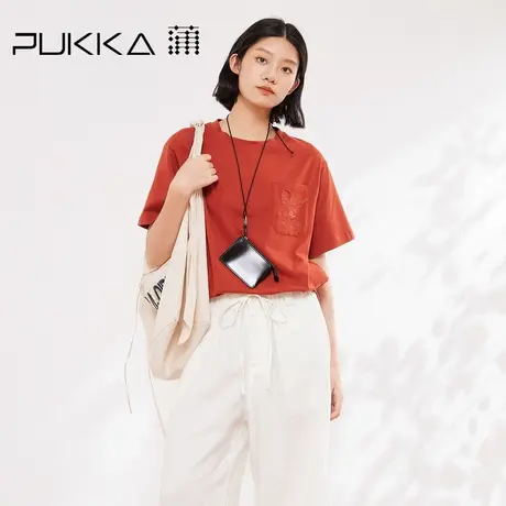 蒲PUKKA 原创绣花短袖T恤女2025夏季新品设计感圆领上衣图片