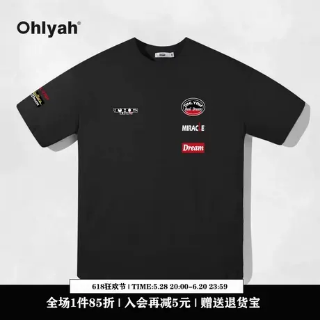 Ohlyah设计师原创卡通品牌美式短袖t恤男女夏季潮牌印花情侣体恤图片