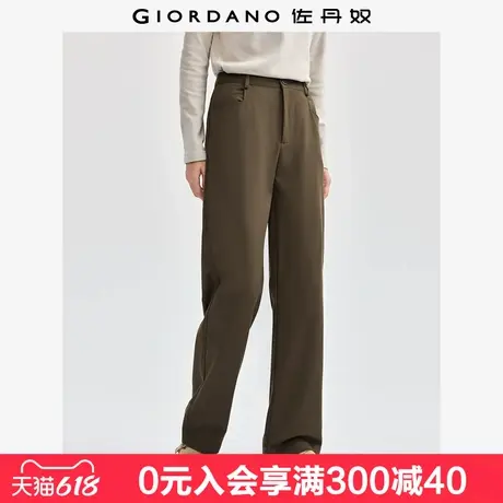 佐丹奴裤子女垂顺磨毛通勤女裤斜口袋修身中腰直筒休闲裤13414174商品大图