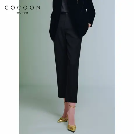 可可尼COCOON商场同款2024秋新款气质中高腰设计锥形裤休闲裤女装商品大图