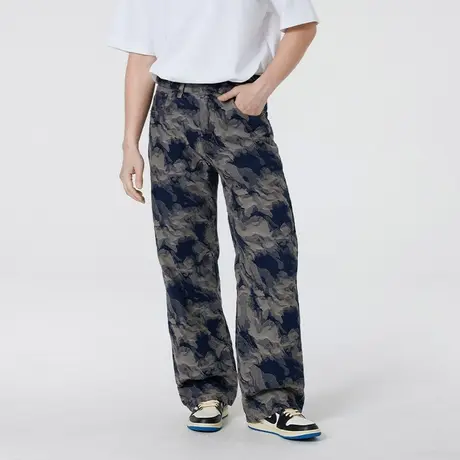 LeeCooper2025春夏季新款美式扎染牛仔裤男款休闲迷彩直筒裤图片