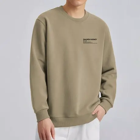 320g重磅卫衣男2025新款加绒长袖t恤潮牌字母印花圆领保暖上衣服商品大图