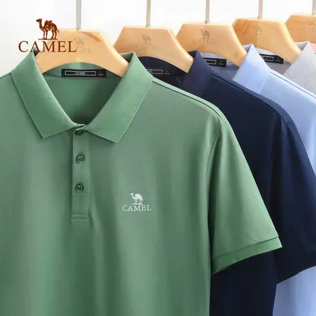 骆驼男装夏季新款珠地棉polo衫男短袖翻领美式商务带领半袖t恤男商品大图