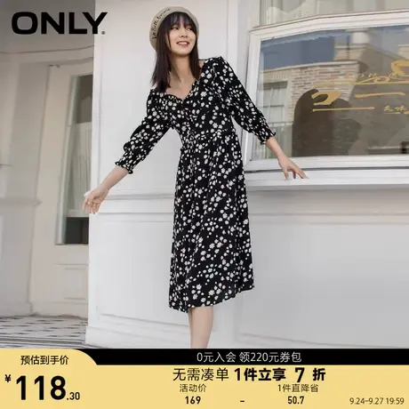 ONLY奥莱夏季木耳花边装饰小雏菊碎花连衣裙女商品大图