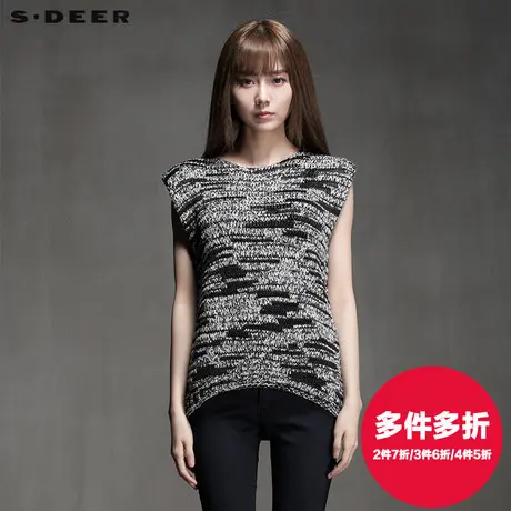 【多件多折】sdeer圣迪奥女装垫肩混色针织衫S14283573图片