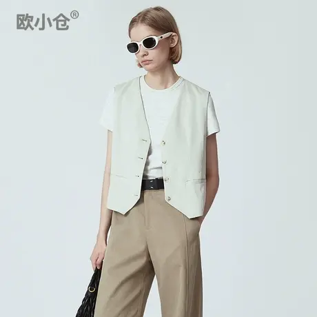 欧小仓春夏天丝西装马甲女无袖薄款 ins博主单品背心外套商品大图