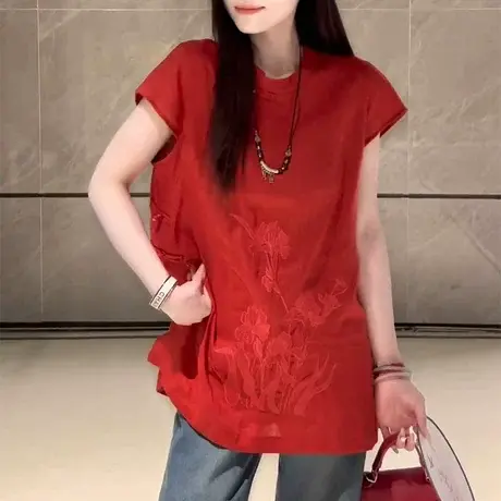 新中式斜襟短袖衬衫女2025夏季流行单品新款上衣国风设计感小衫潮商品大图