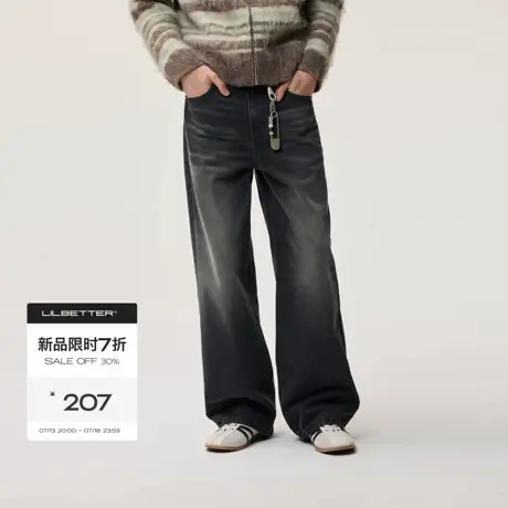 Lilbetter重磅复古水洗手工猫须牛仔长裤2025秋休闲宽松直筒裤LB图片