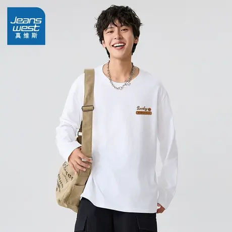 JR真维斯男女同款2025秋季新款 美式潮流纯棉长袖T恤内搭上衣图片