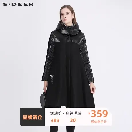 sdeer圣迪奥风衣个性高领连帽拼接字母羽绒外套女冬季女S20481701🎈商品大图