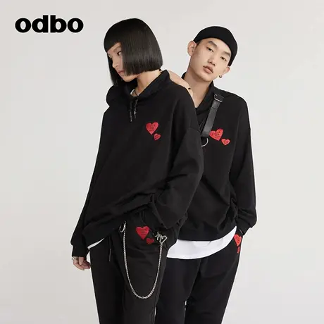 odbo/欧迪比欧原创设计男女同款连帽卫衣女夏装新款宽松上衣商品大图