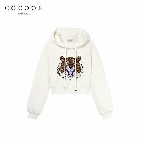 商场同款 可可尼COCOON时尚刺绣上衣夏季新款女宽松印花连帽卫衣图片