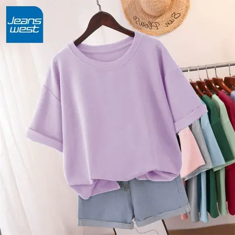KV真维斯紫色短袖t恤2025夏季新款今年流行大码半袖纯棉女款上衣图片