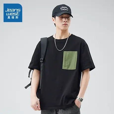 LE真维斯男装2025春季新款 潮流时尚百搭宽松套头短袖T恤半袖上衣商品大图