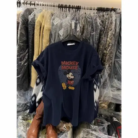 韩国东大门2025春季新款宽松百搭减龄卡通米奇印花短袖t恤女上衣商品大图