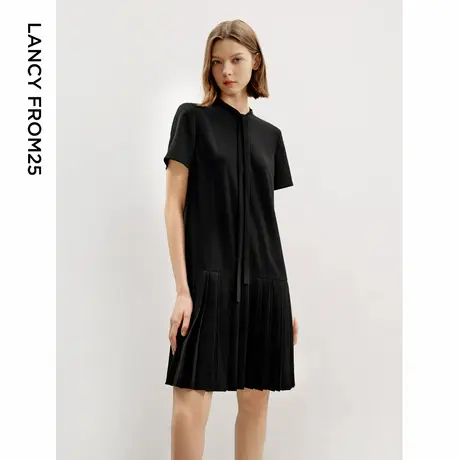 朗姿法式复古高级感小黑裙女2024年秋季新款小众设计感气质连衣裙商品大图