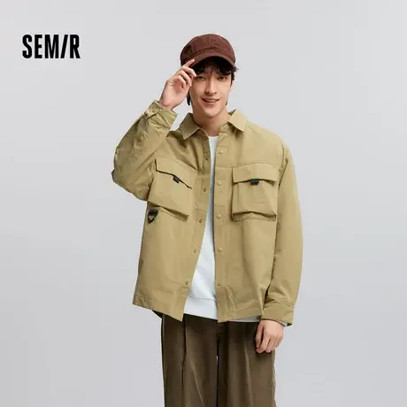 森马长袖衬衫男春季山系户外风工装外套宽松翻领上衣外穿时尚潮流图片
