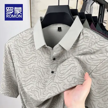 罗蒙男士夏季短袖POLO衫宽松透气2025新款潮牌时尚T恤半袖上衣男商品大图