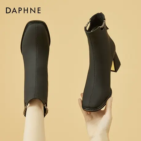 Daphne达芙妮 小个子穿搭~加绒保暖马丁靴女时尚百搭粗跟秋冬短靴商品大图