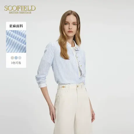 【亚麻老钱风】Scofield女通勤翻领衬衫刺绣logo衬衣2025夏季新款图片