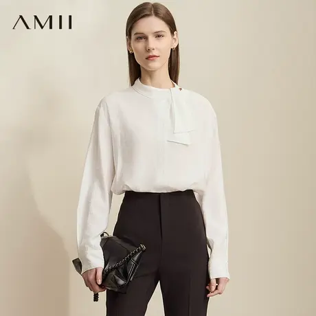 AMII【法式优雅】25秋款法式优雅温婉蝴蝶结绑带长袖衬衫女商品大图